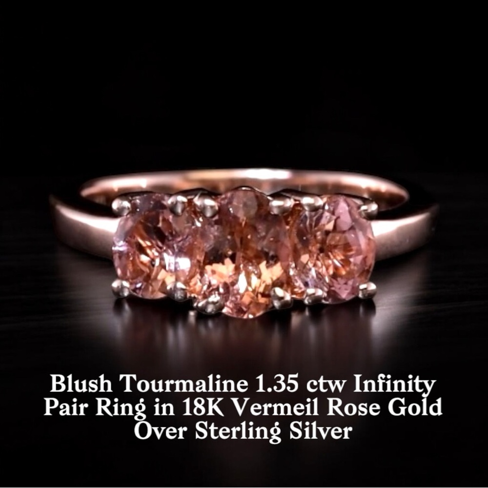 Blush Tourmaline 1.35 ctw Infinity Pair Ring 18K Rose Gold Over Sterling Silver